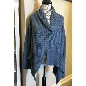 Matilda Jane Blue Wrap Waterfall Cardigan Sweater Pockets Envision This Size M